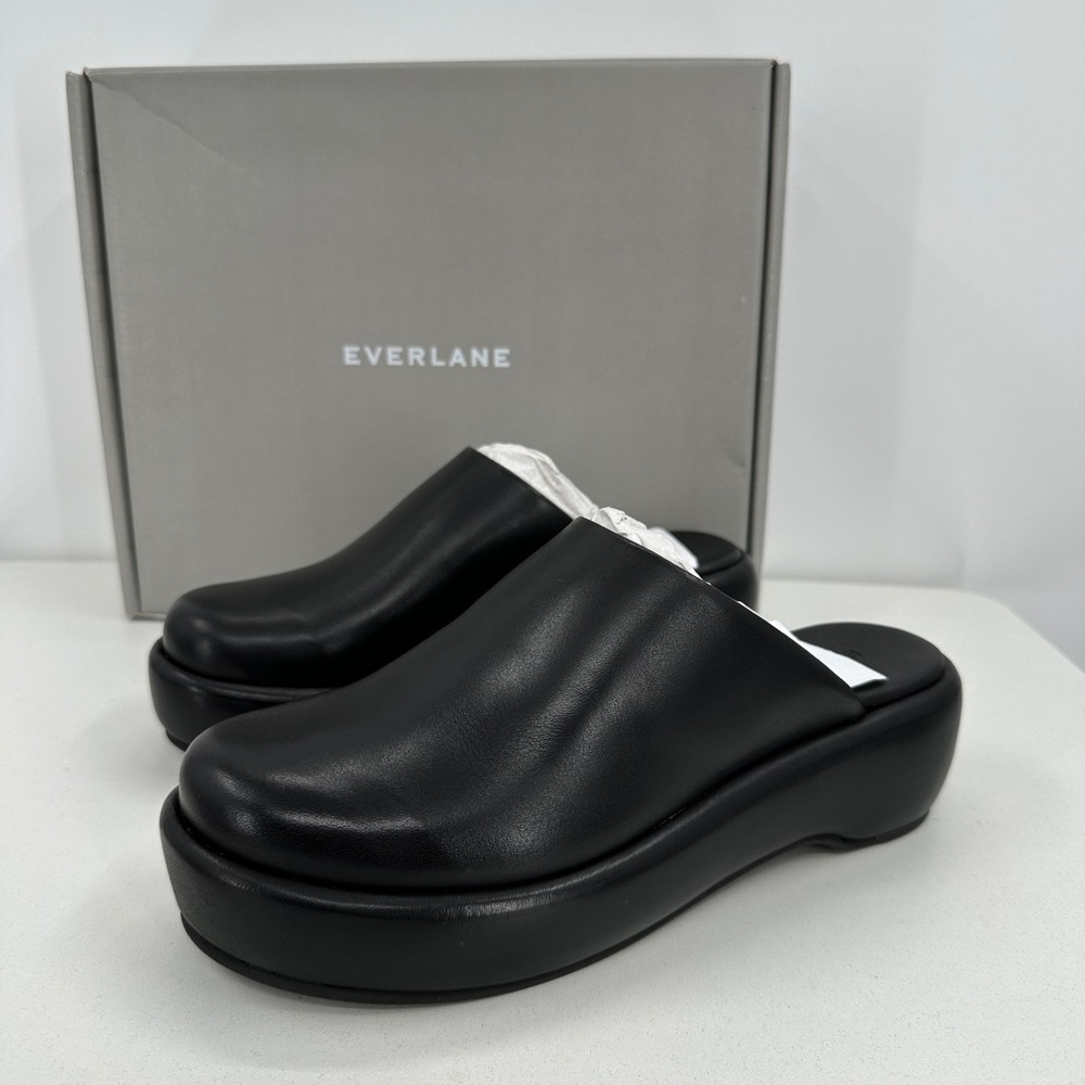 Everlane The Puffa Flatform in Black Leather sz 9.5 Women's Chunky Platform Clog